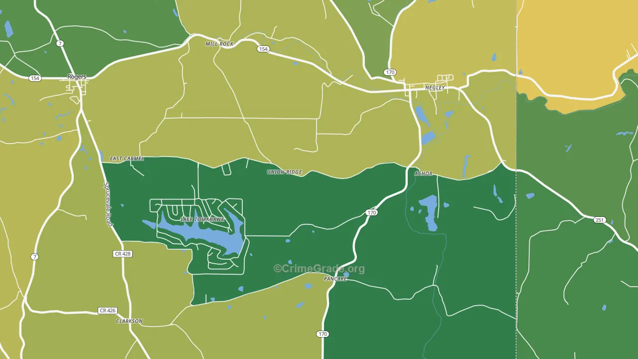 Negley, OH Map of Drug-Related Crime Rates