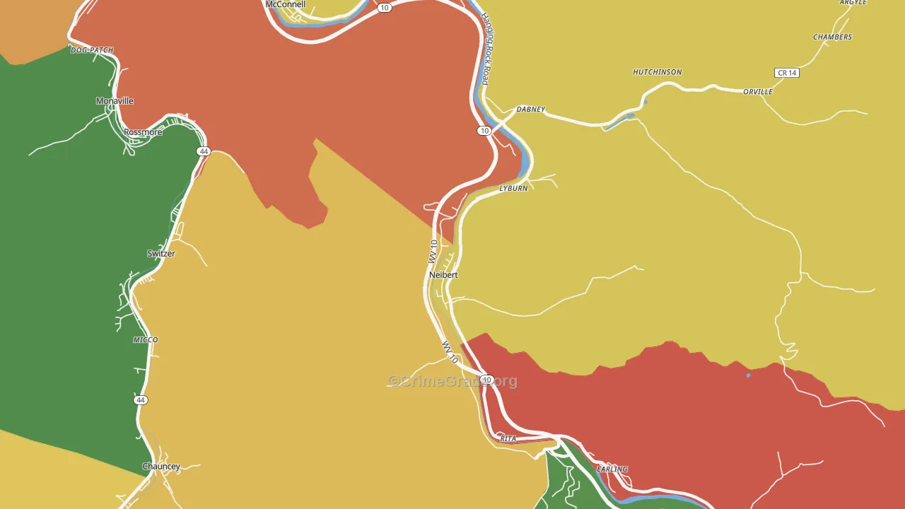 Neibert, WV Map of Drug-Related Crime Rates