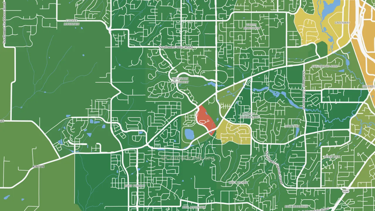 Neighbors Southwest, Beaverton, OR Map of Drug-Related Crime Rates