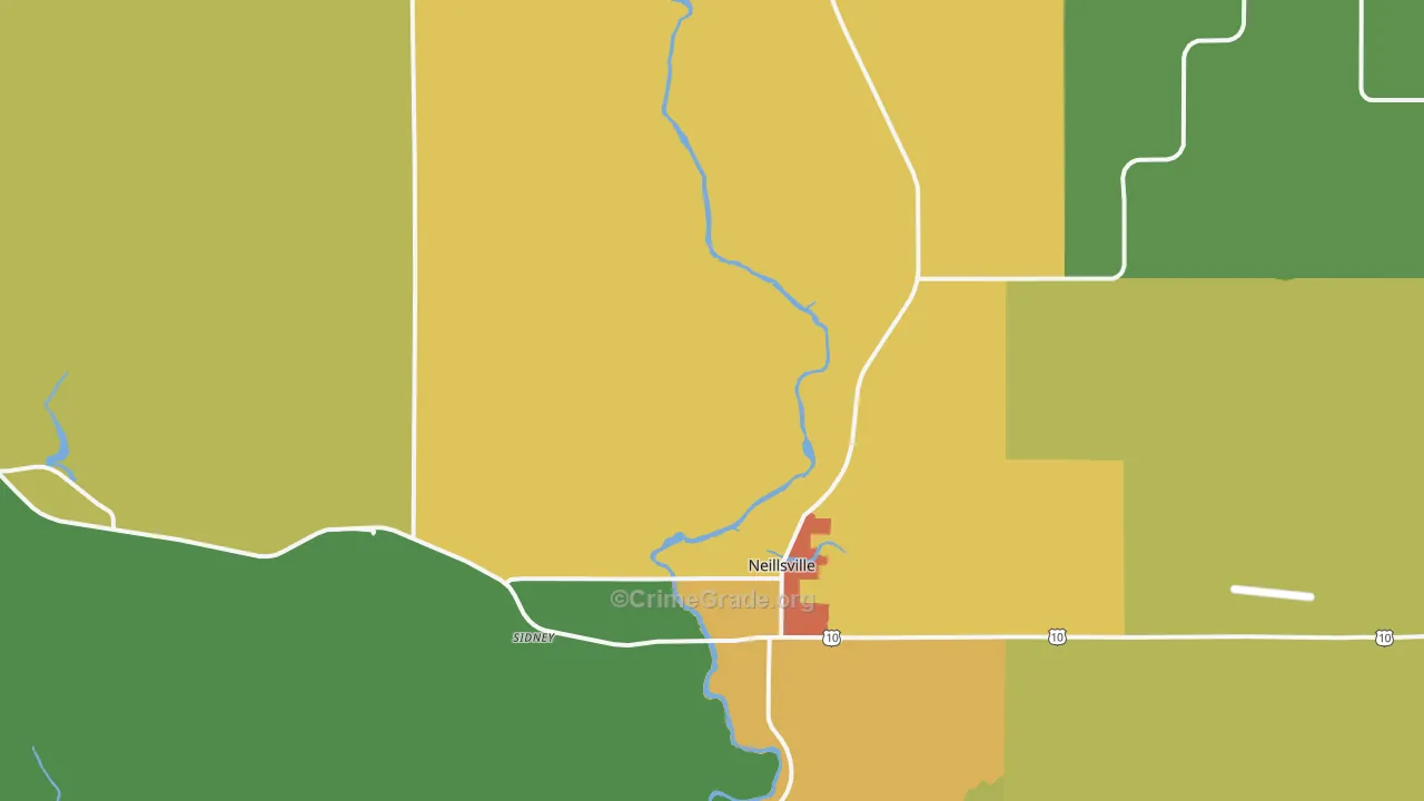 Neillsville, WI Map of Drug-Related Crime Rates
