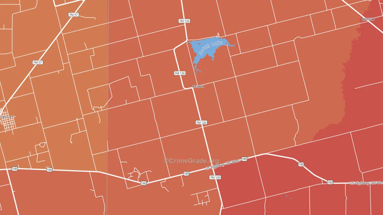 Neinda, TX Map of Drug-Related Crime Rates