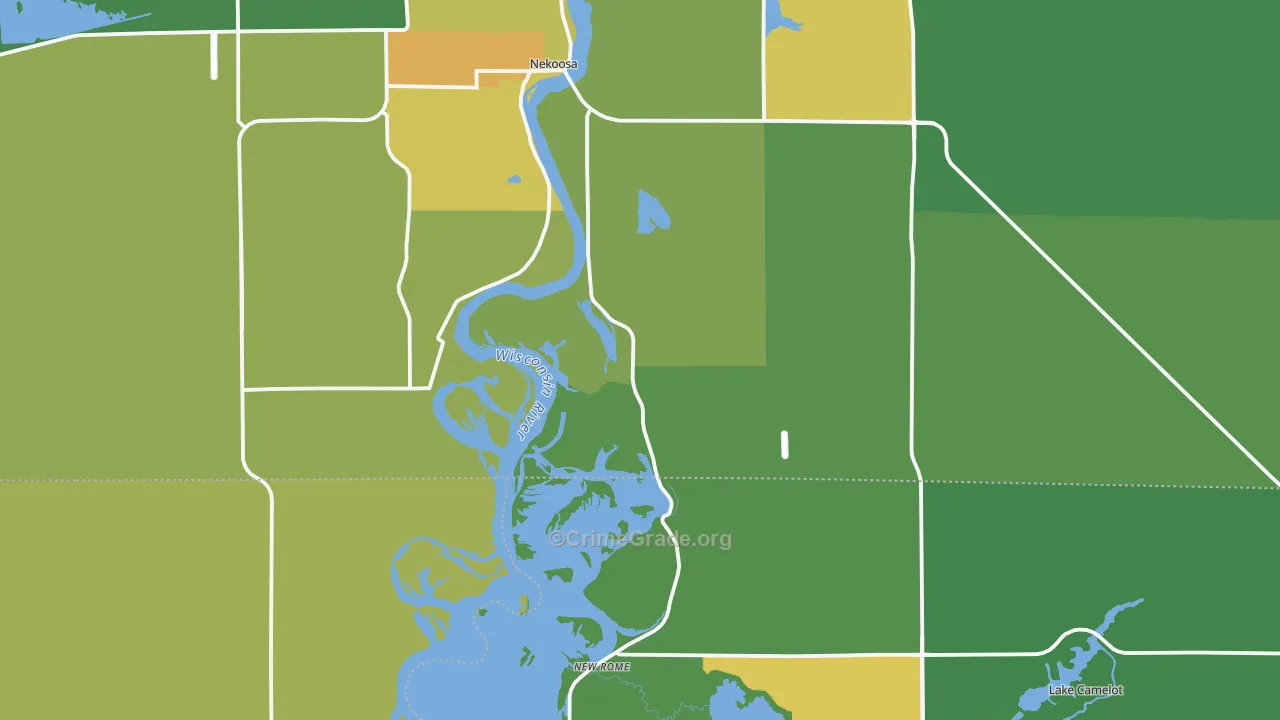 Nekoosa, WI Map of Drug-Related Crime Rates