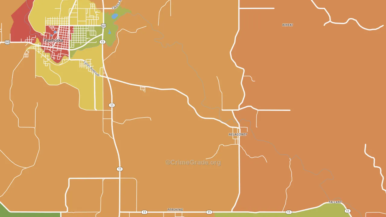 Nelagoney, OK Map of Drug-Related Crime Rates