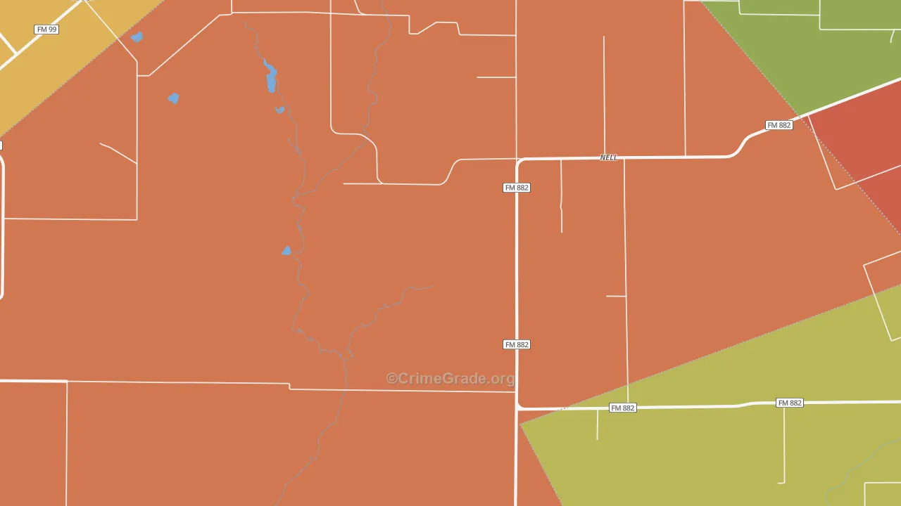 Nell, TX Map of Drug-Related Crime Rates