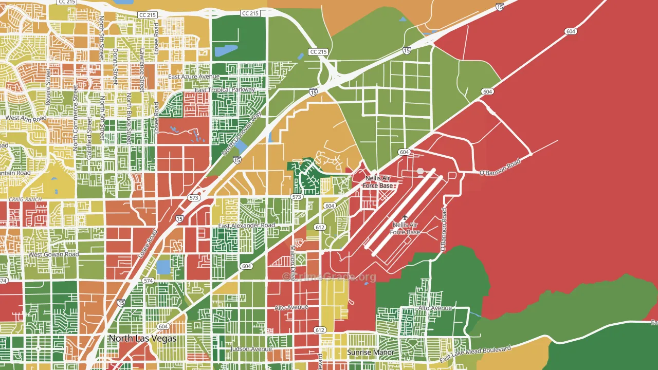 Nellis Afb, NV Map of Drug-Related Crime Rates