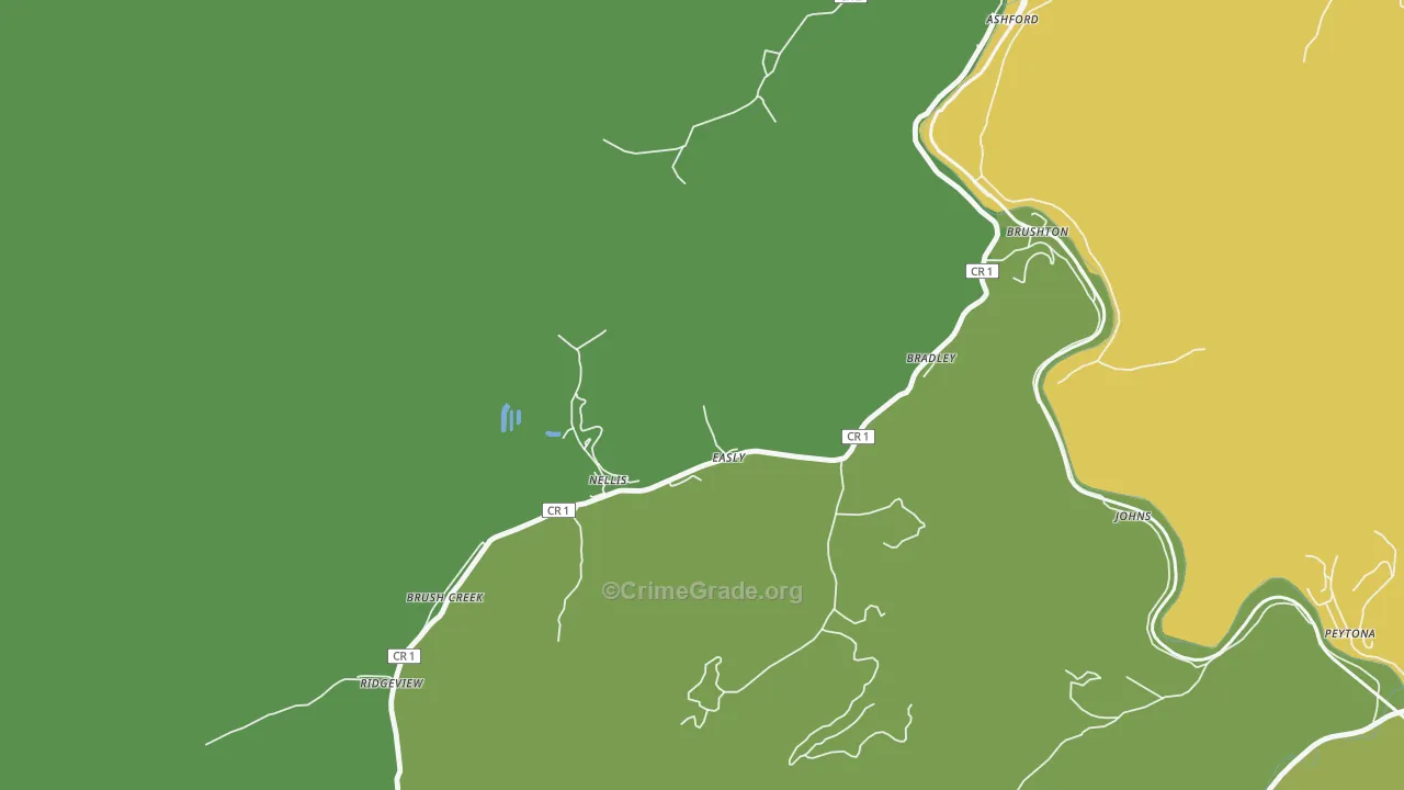 Nellis, WV Map of Drug-Related Crime Rates