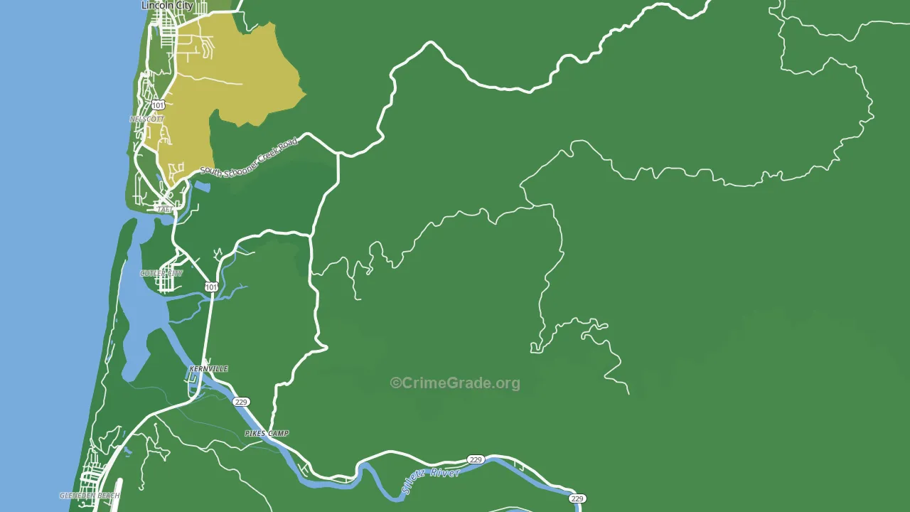 Nelscott, OR Map of Drug-Related Crime Rates