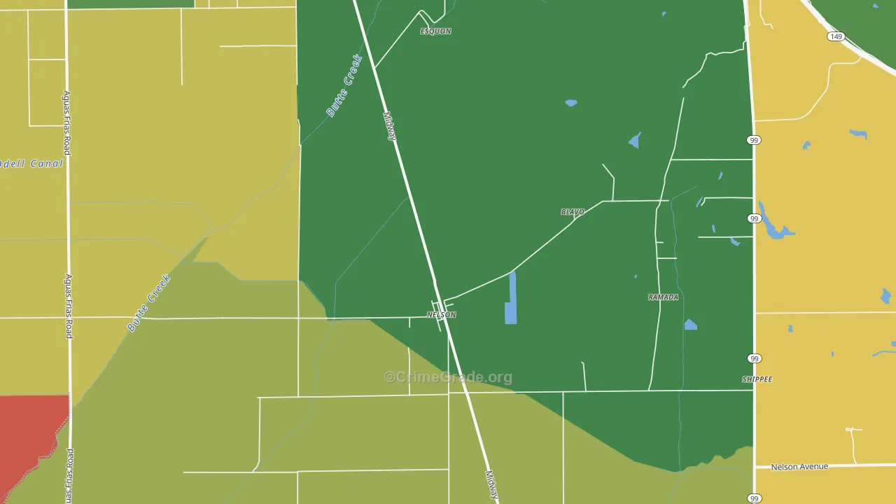 Nelson, CA Map of Drug-Related Crime Rates