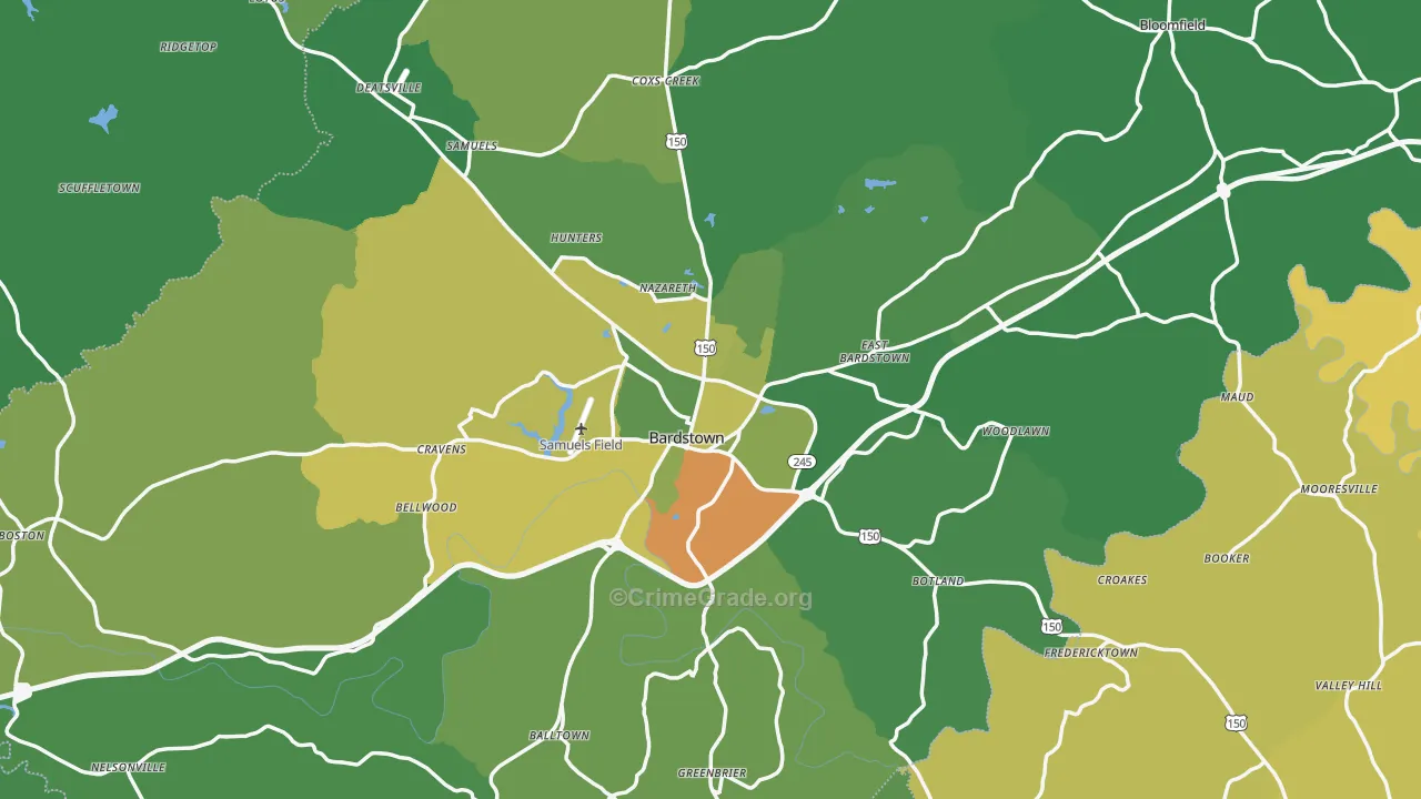 Nelson County, KY Map of Drug-Related Crime Rates