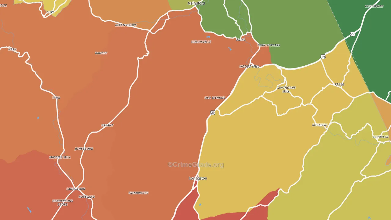 Nelson County, VA Map of Drug-Related Crime Rates