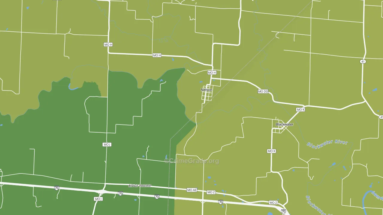Nelson, MO Map of Drug-Related Crime Rates