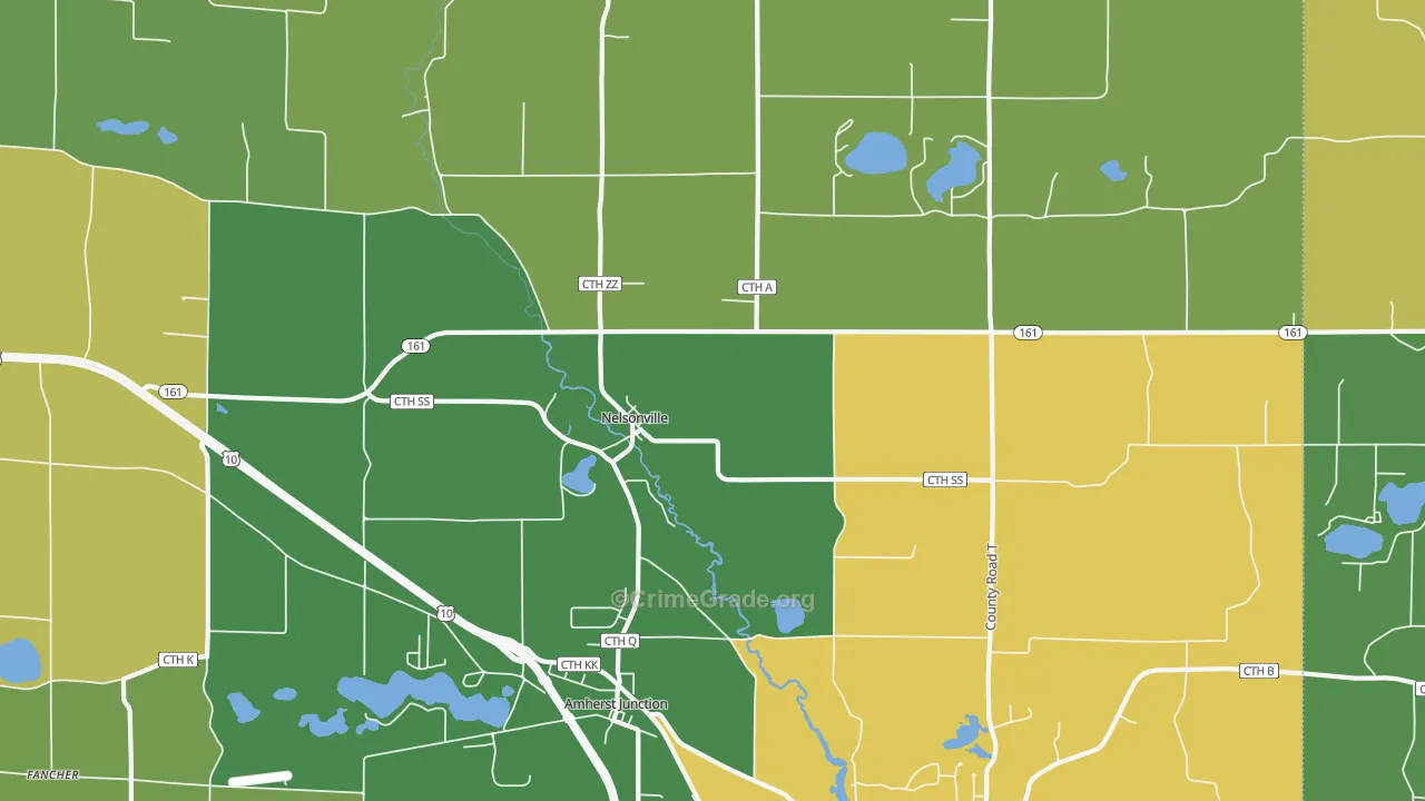 Nelsonville, WI Map of Drug-Related Crime Rates