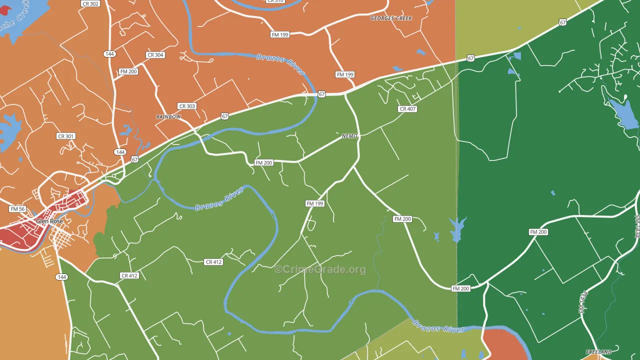 Nemo, TX Map of Drug-Related Crime Rates
