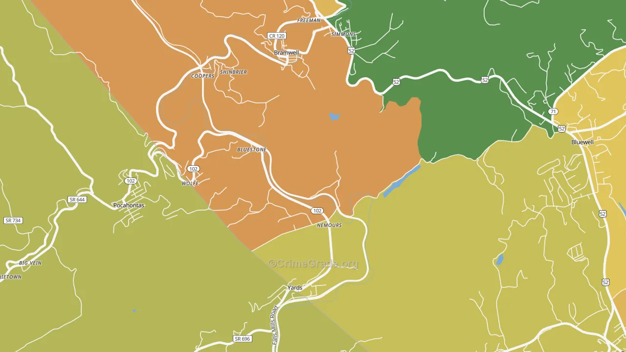 Nemours, WV Map of Drug-Related Crime Rates
