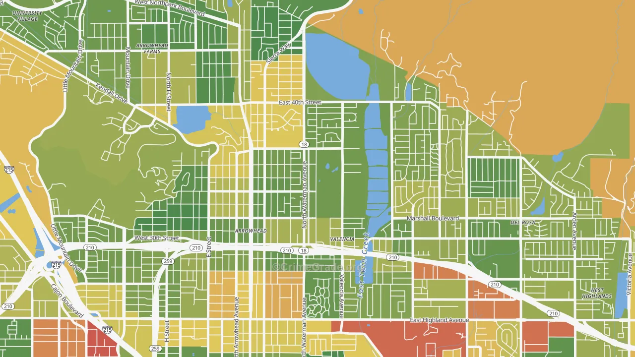 Nena, San Bernardino, CA Map of Drug-Related Crime Rates