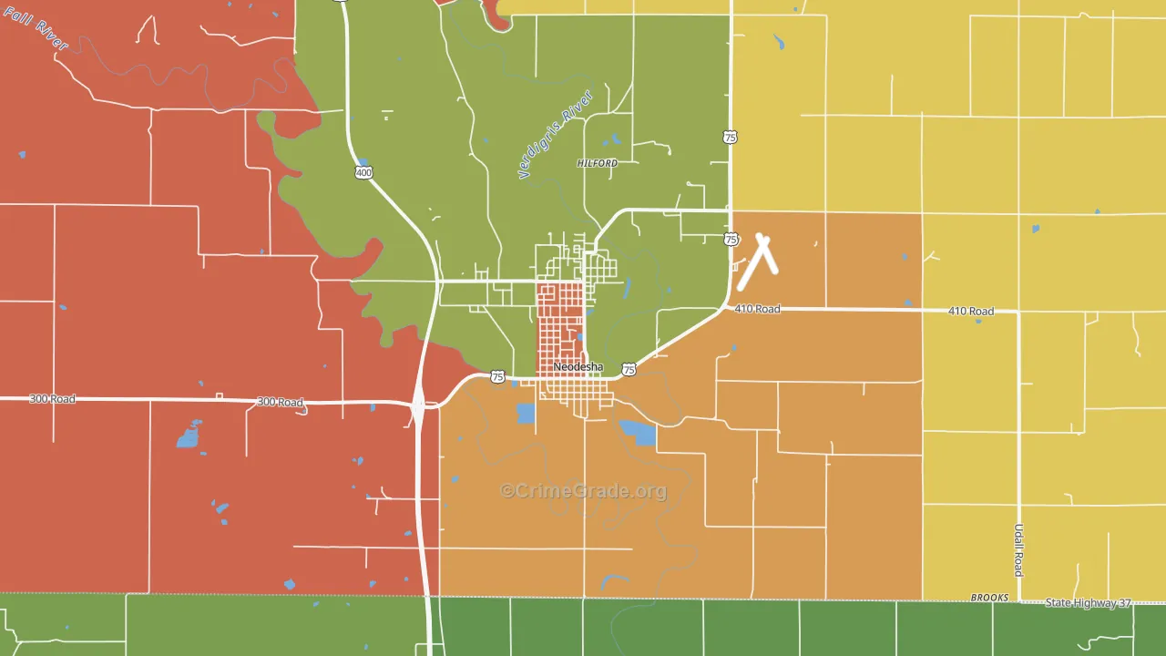 Neodesha, KS Map of Drug-Related Crime Rates