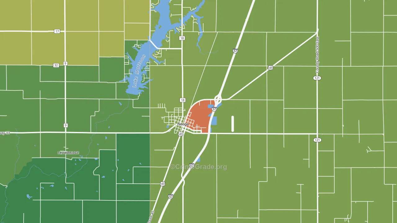 Neoga, IL Map of Drug-Related Crime Rates