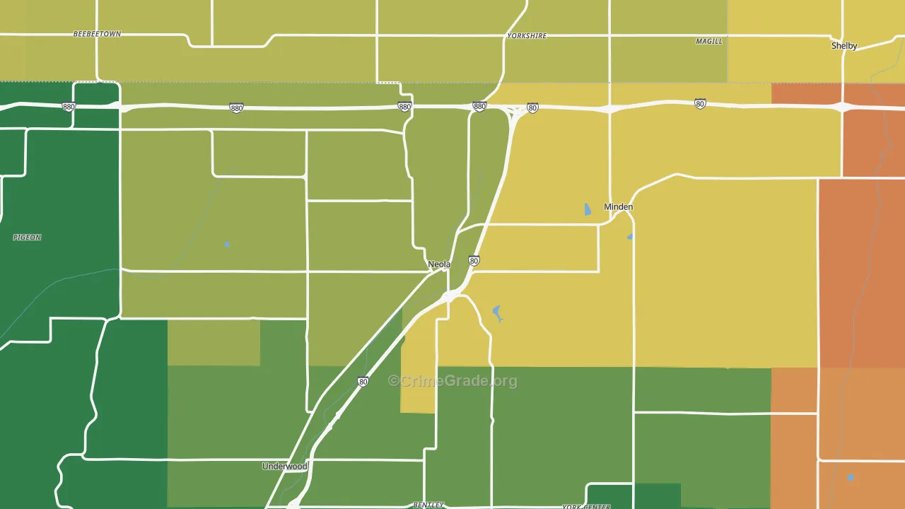 Neola, IA Map of Drug-Related Crime Rates