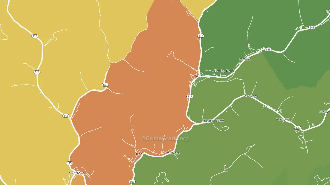 Neon, KY Map of Drug-Related Crime Rates