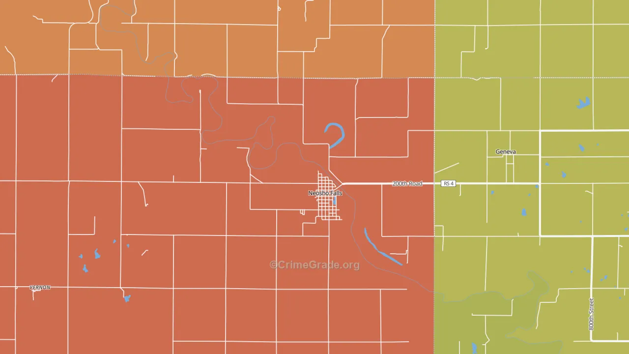 Neosho Falls, KS Map of Drug-Related Crime Rates