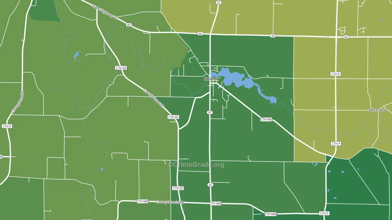 Neosho, WI Map of Drug-Related Crime Rates