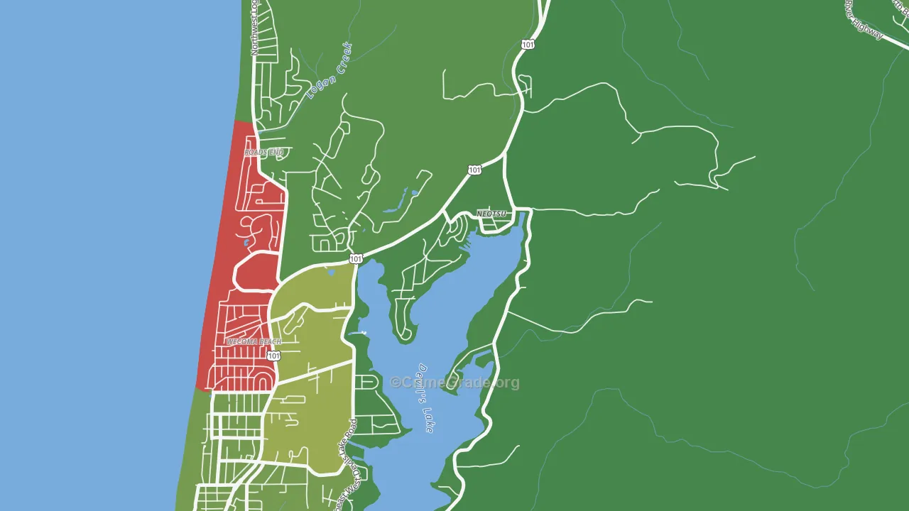 Neotsu, OR Map of Drug-Related Crime Rates