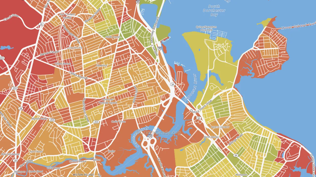 Neponset, Boston, MA Map of Drug-Related Crime Rates