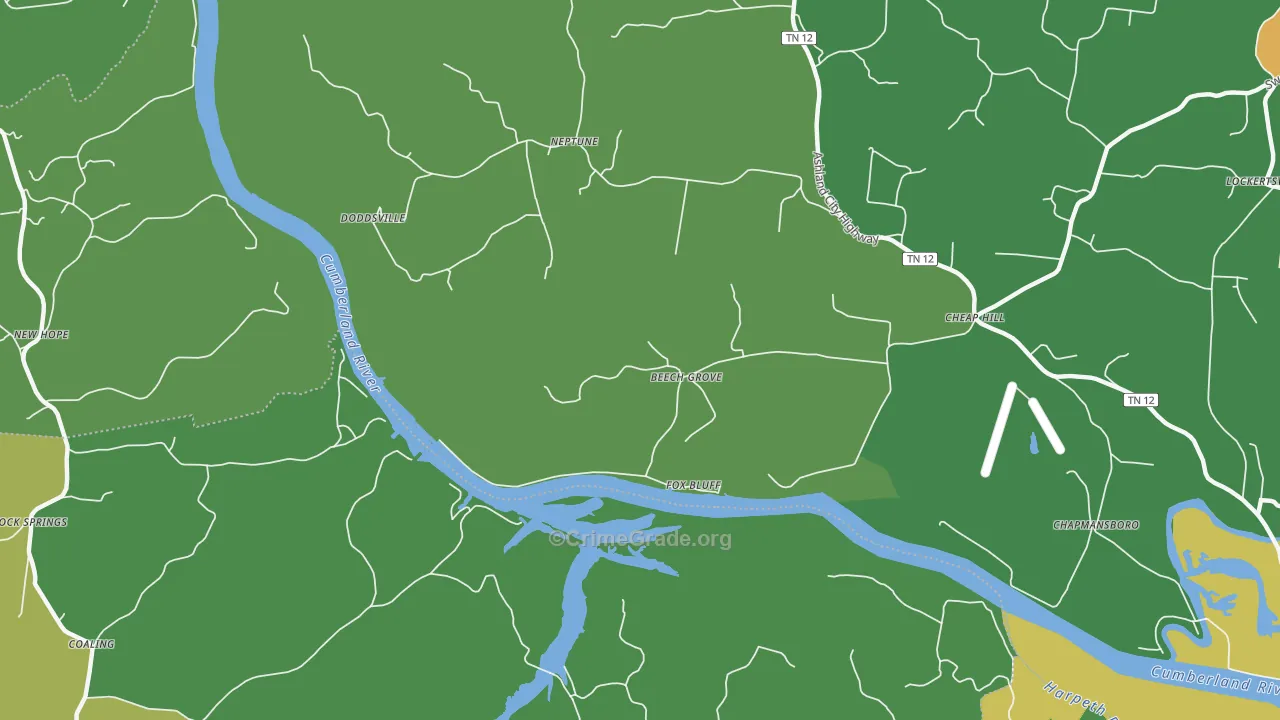 Neptune, TN Map of Drug-Related Crime Rates
