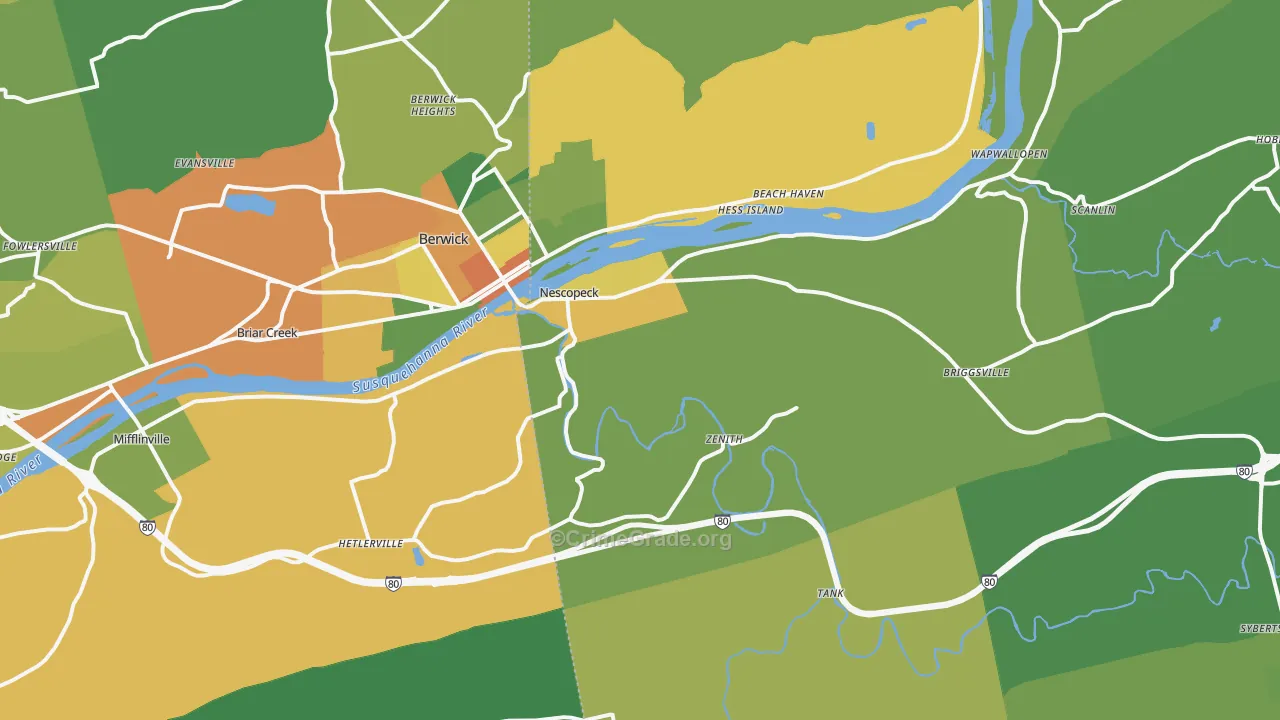 Nescopeck, PA Map of Drug-Related Crime Rates
