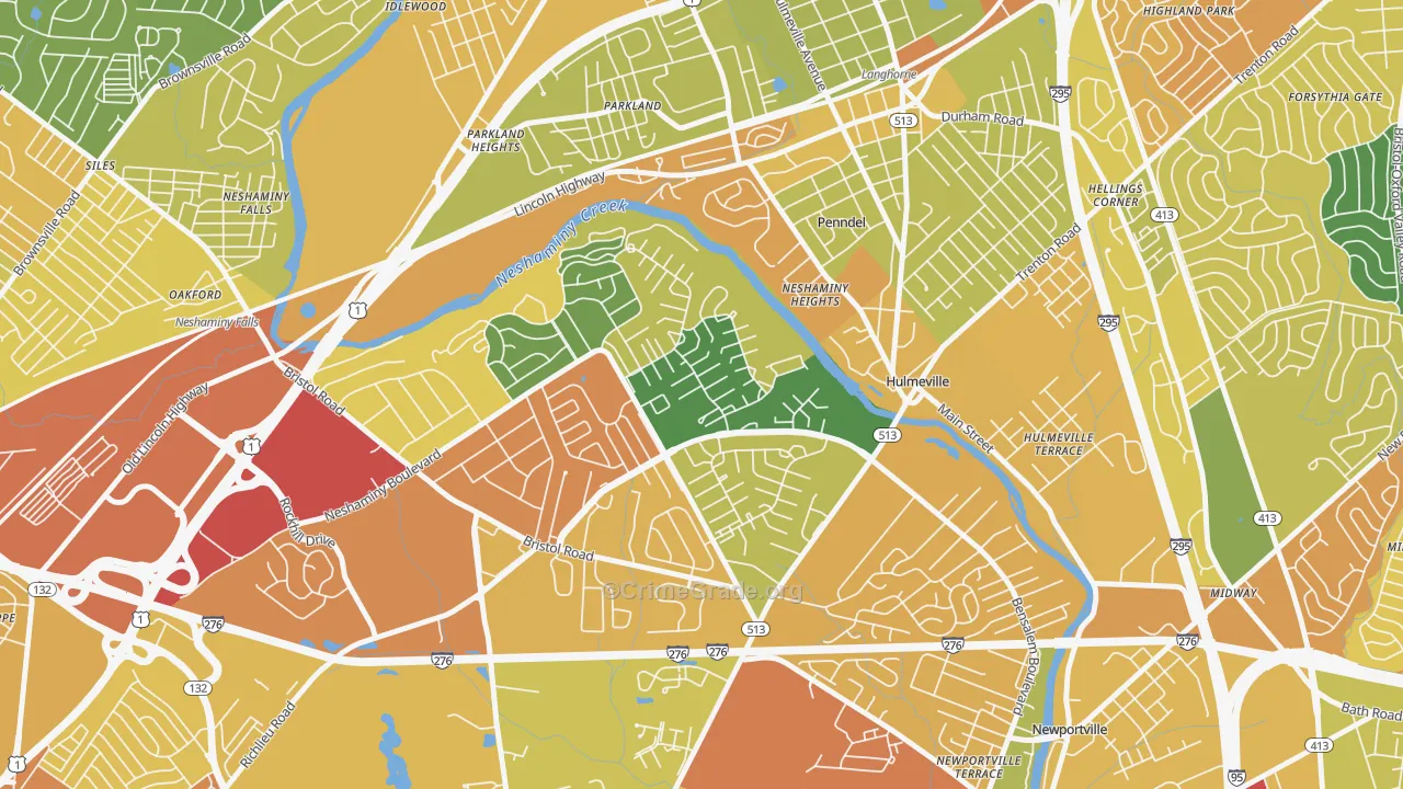 Neshaminy Valley, Bensalem, PA Map of Drug-Related Crime Rates