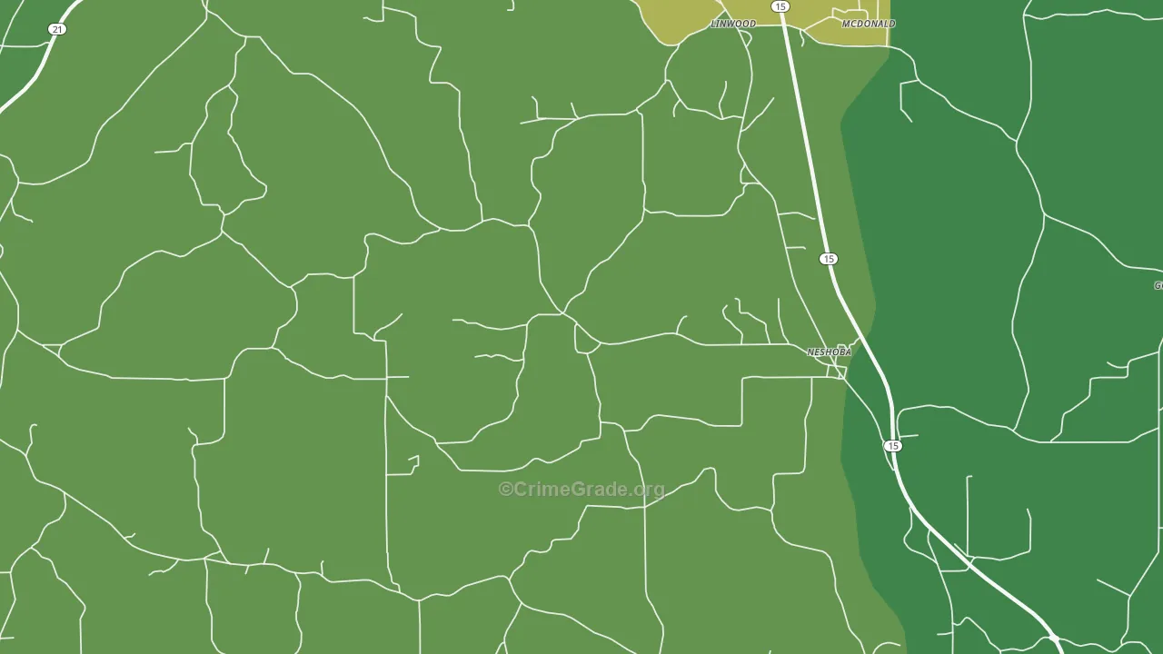 Neshoba, MS Map of Drug-Related Crime Rates