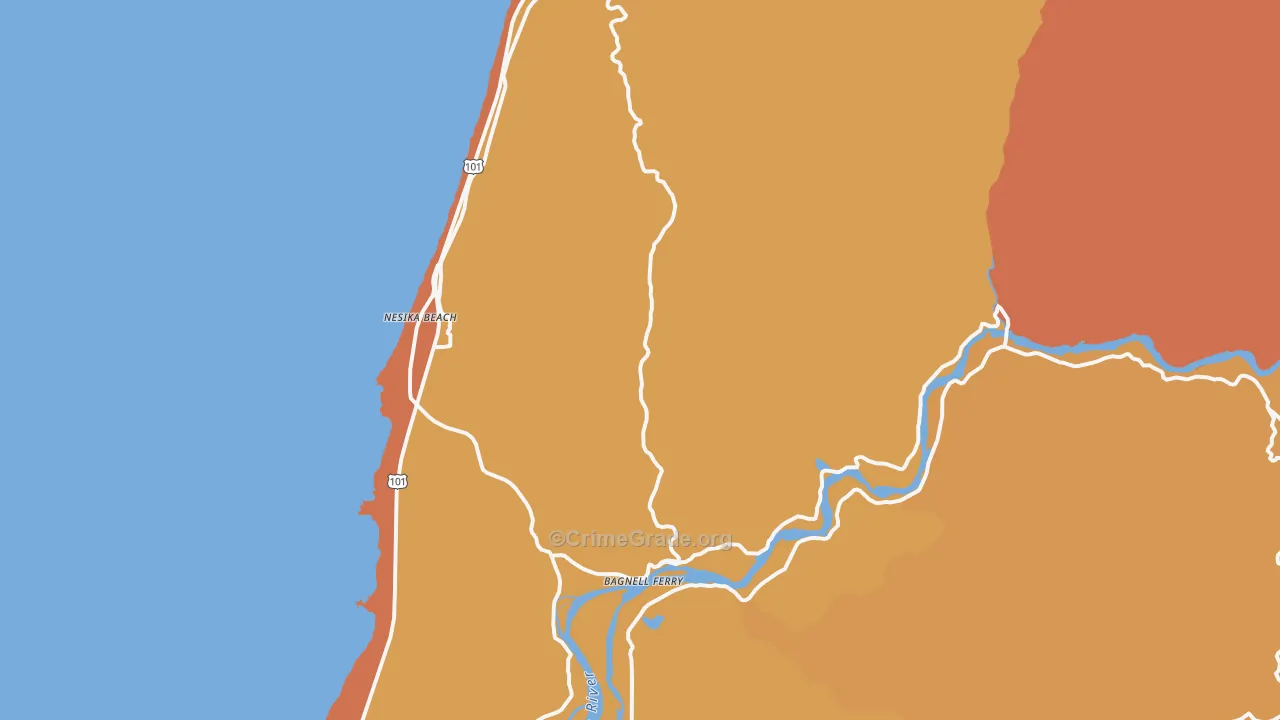 Nesika Beach, OR Map of Drug-Related Crime Rates