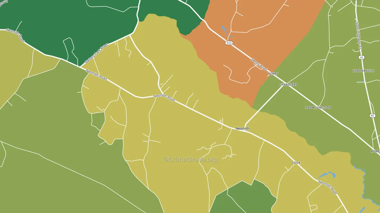 Nesmith, SC Map of Drug-Related Crime Rates