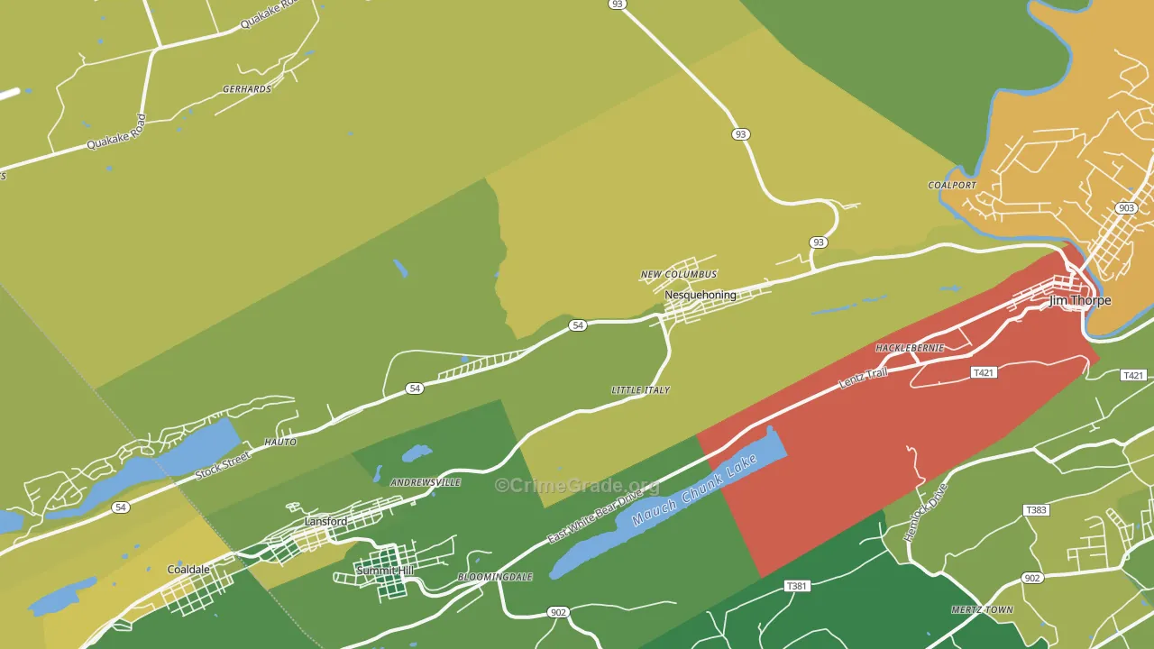 Nesquehoning, PA Map of Drug-Related Crime Rates