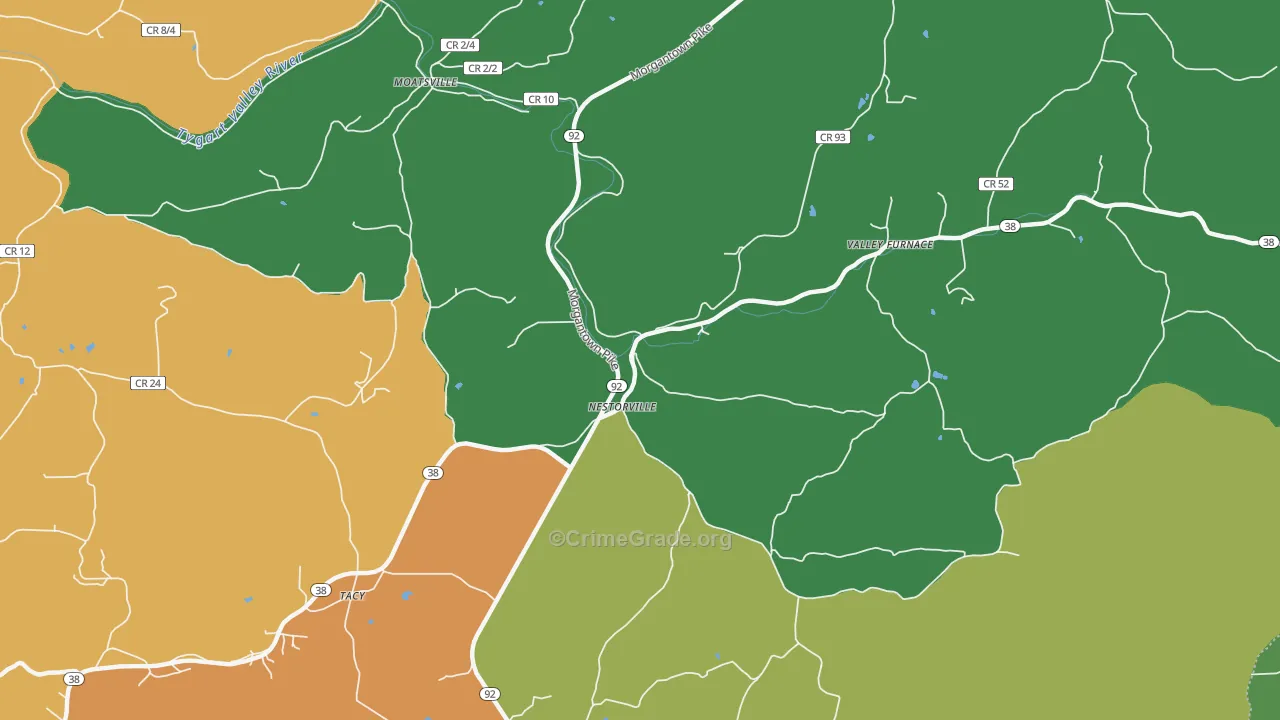 Nestorville, WV Map of Drug-Related Crime Rates