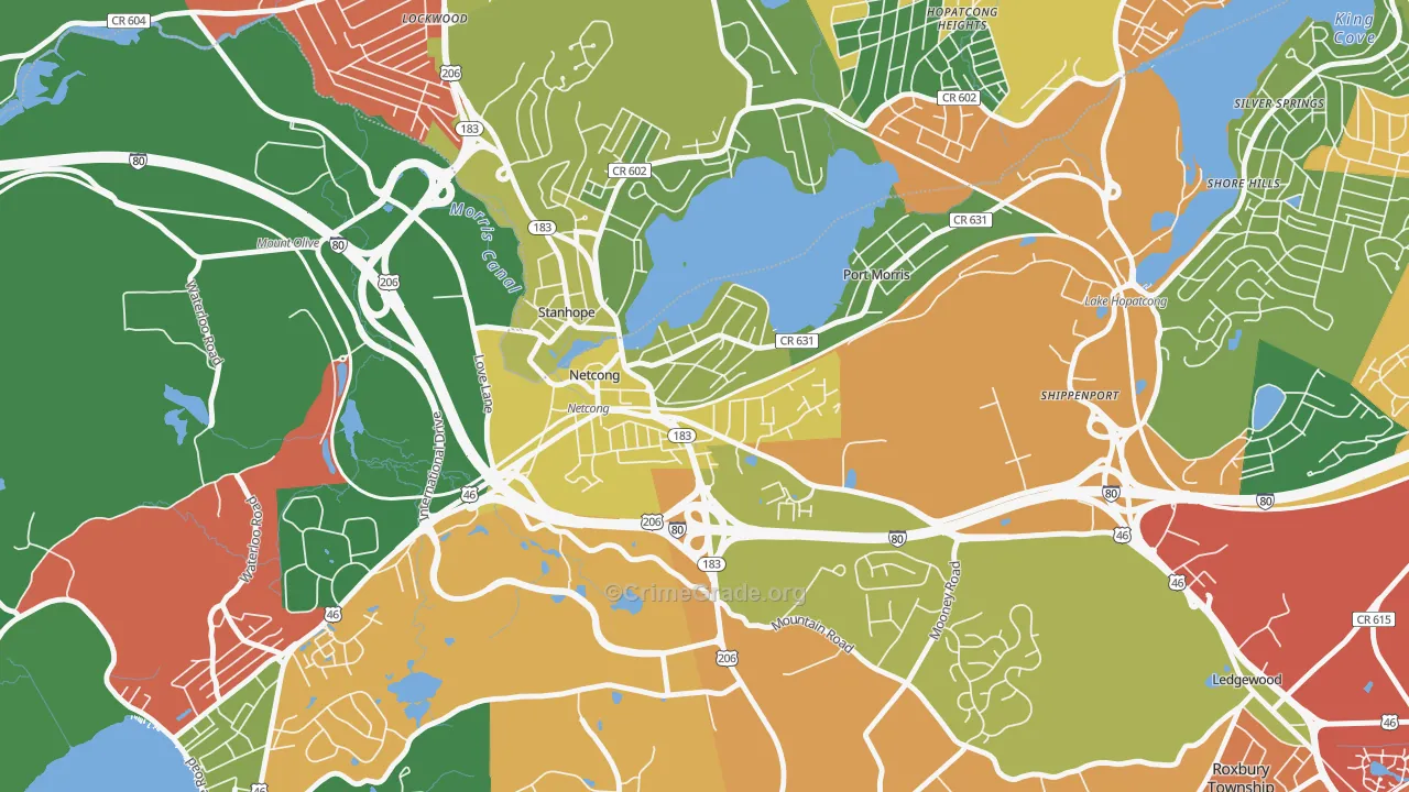 Netcong, NJ Map of Drug-Related Crime Rates