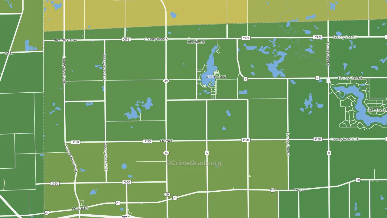 Nettle Lake, OH Map of Drug-Related Crime Rates