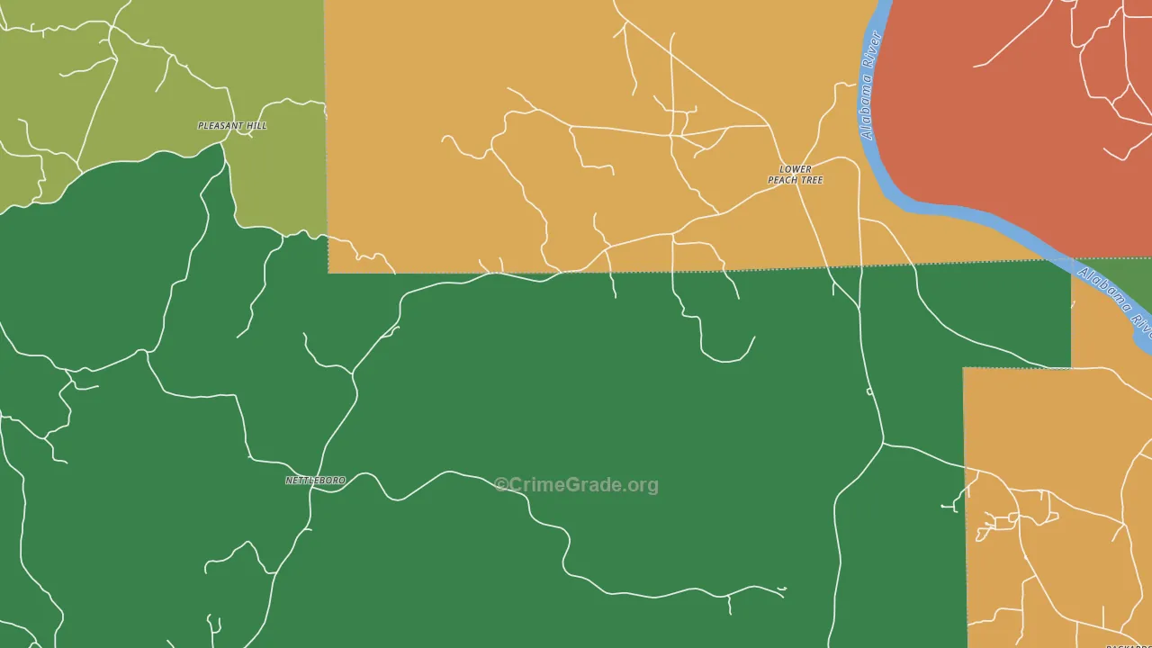 Nettleboro, AL Map of Drug-Related Crime Rates