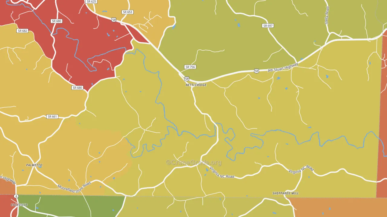 Nettleridge, VA Map of Drug-Related Crime Rates