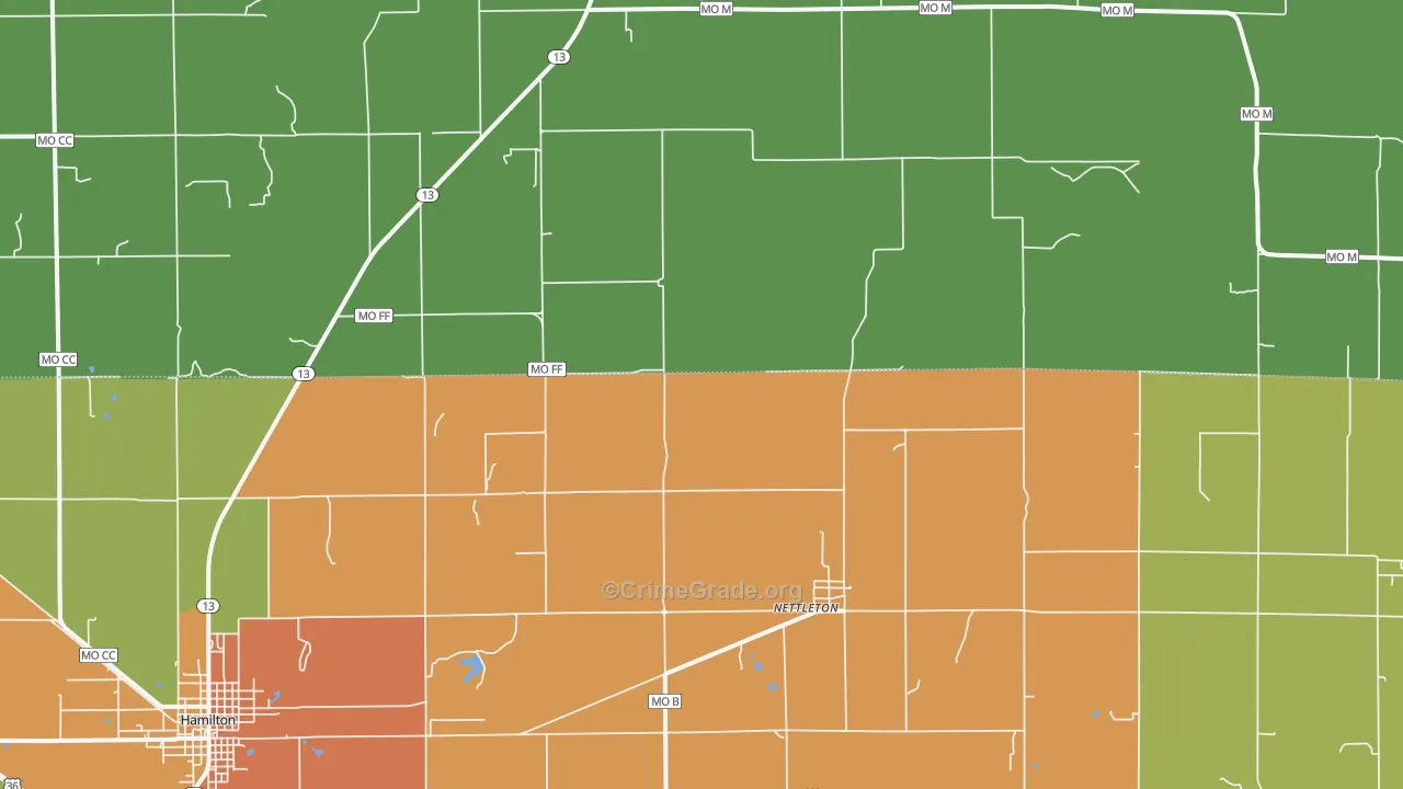 Nettleton, MO Map of Drug-Related Crime Rates