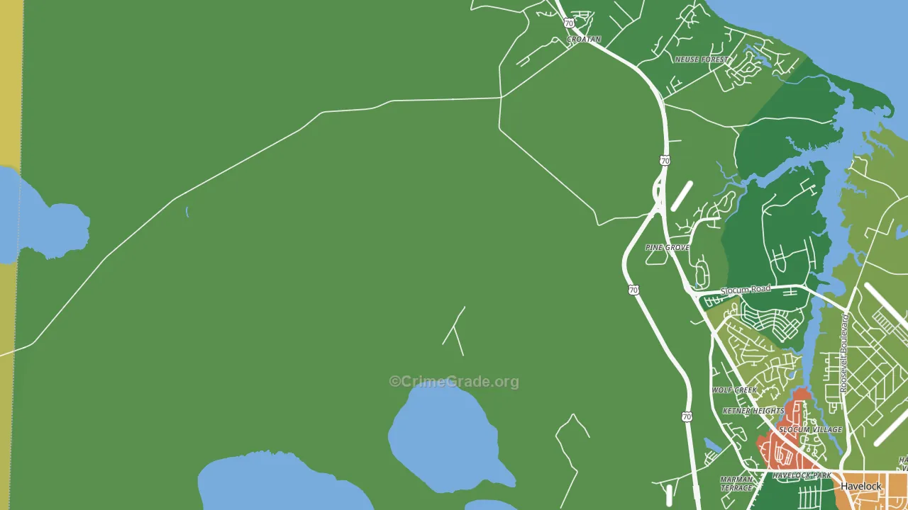 Neuse Forest, NC Map of Drug-Related Crime Rates