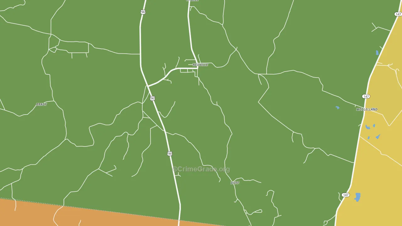 Neuville, TX Map of Drug-Related Crime Rates