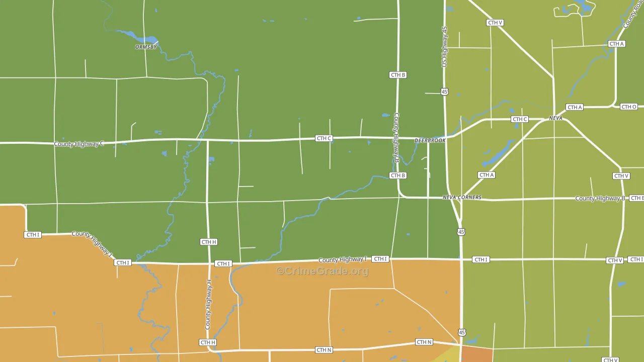 Neva Corners, WI Map of Drug-Related Crime Rates