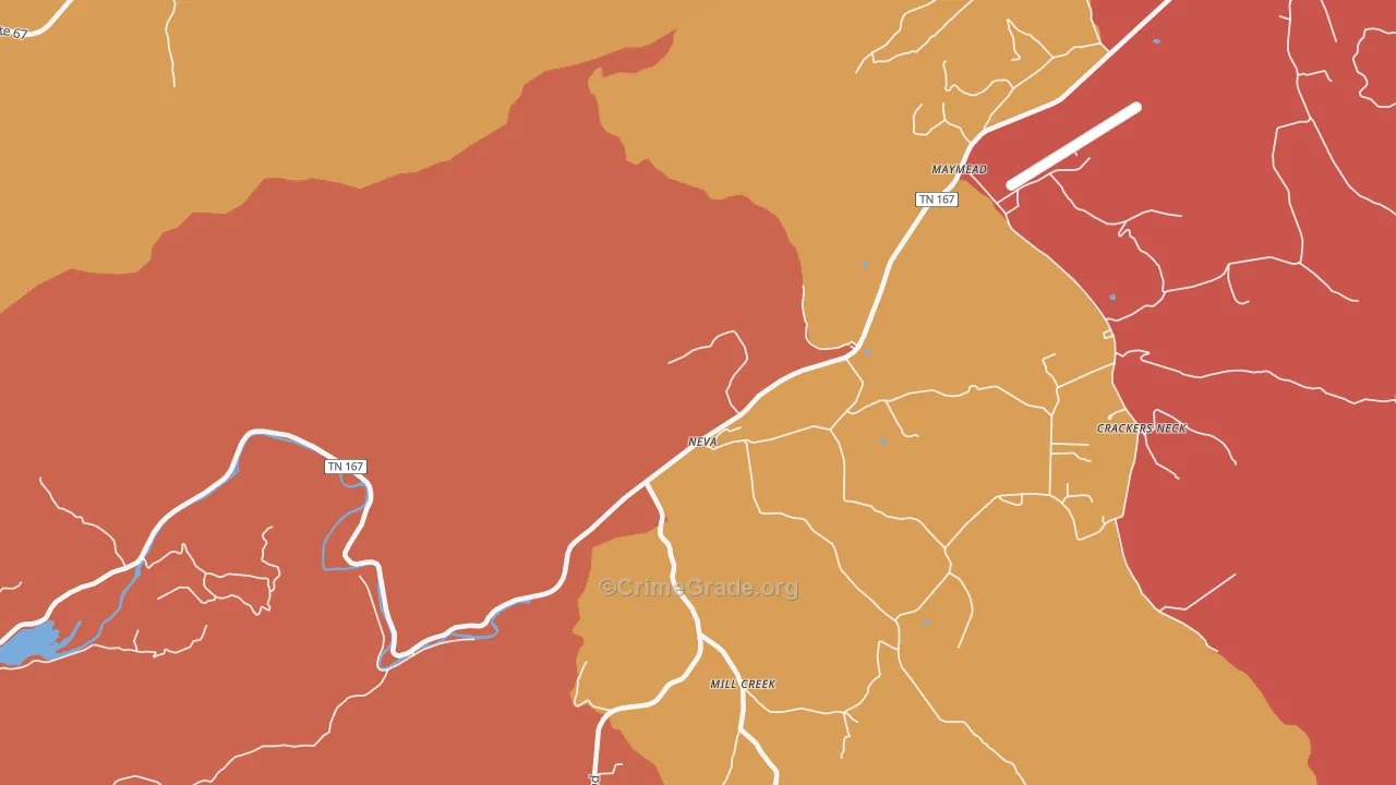 Neva, TN Map of Drug-Related Crime Rates