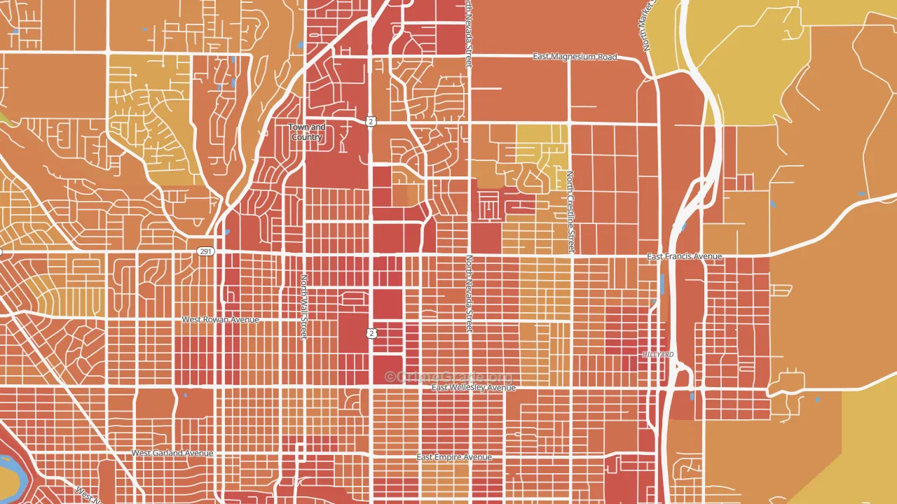 Nevada-Lidgerwood, Spokane, WA Map of Drug-Related Crime Rates