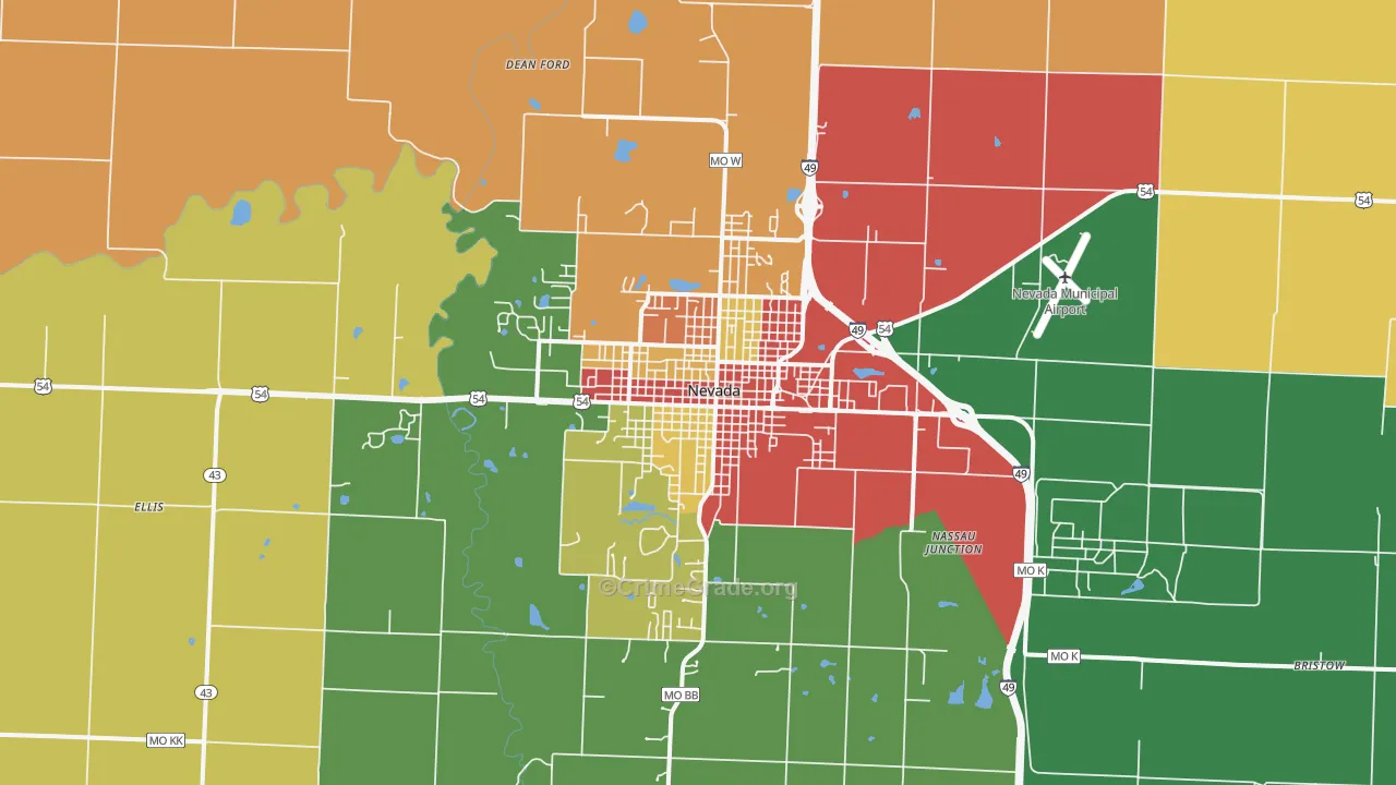 Nevada, MO Map of Drug-Related Crime Rates