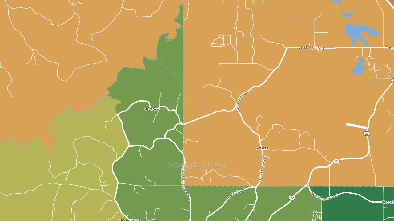 Nevada, MS Map of Drug-Related Crime Rates