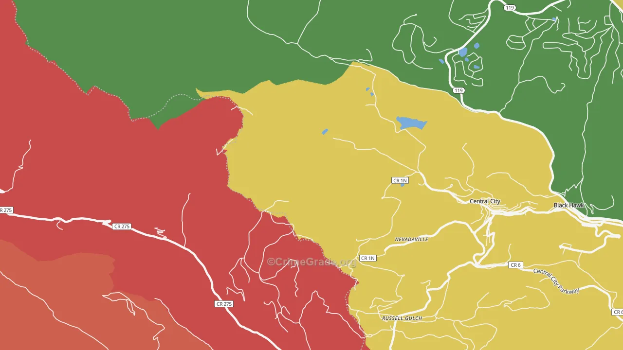 Nevadaville, CO Map of Drug-Related Crime Rates