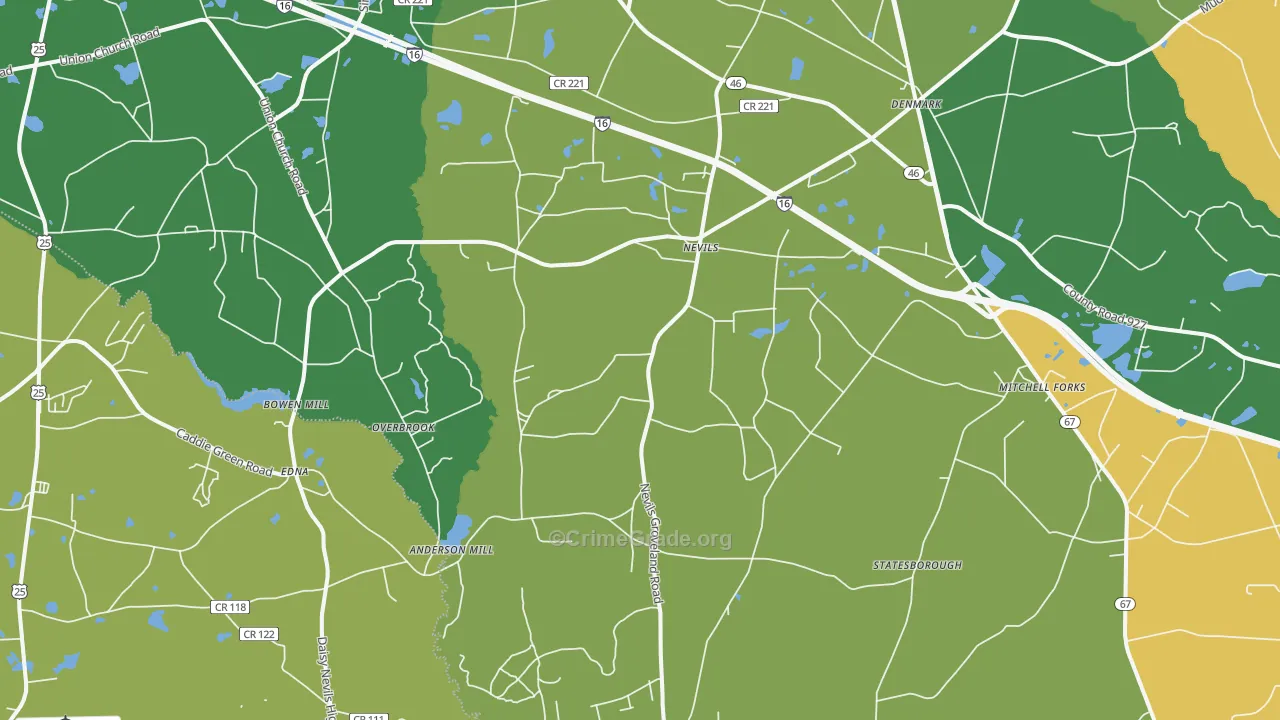 Nevils, GA Map of Drug-Related Crime Rates