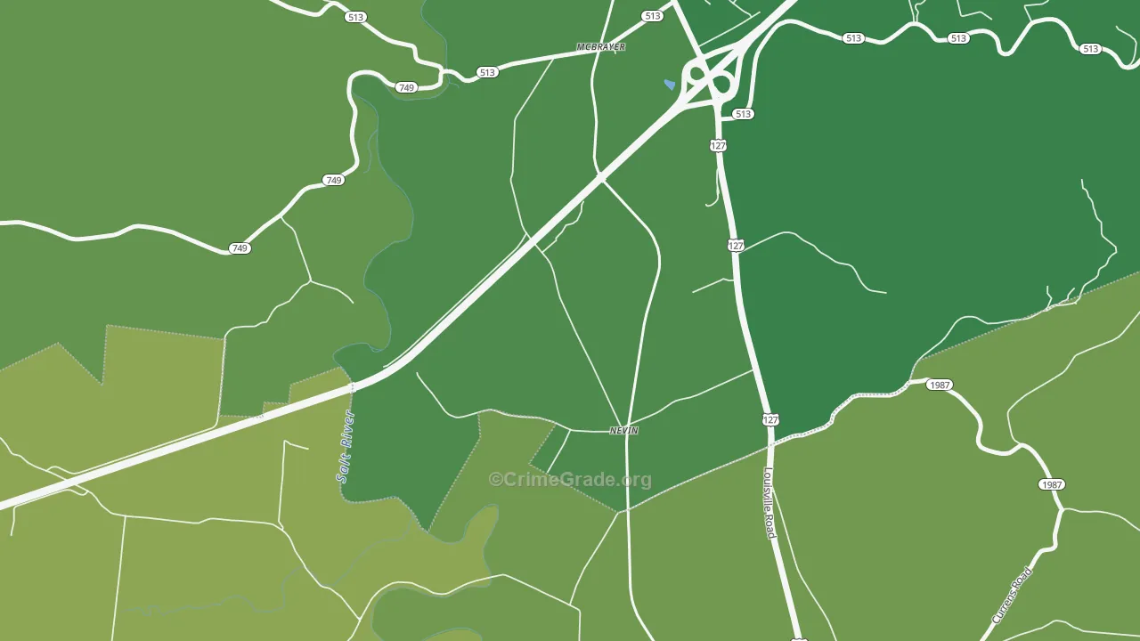 Nevin, KY Map of Drug-Related Crime Rates